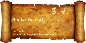 Berta Anatol névjegykártya